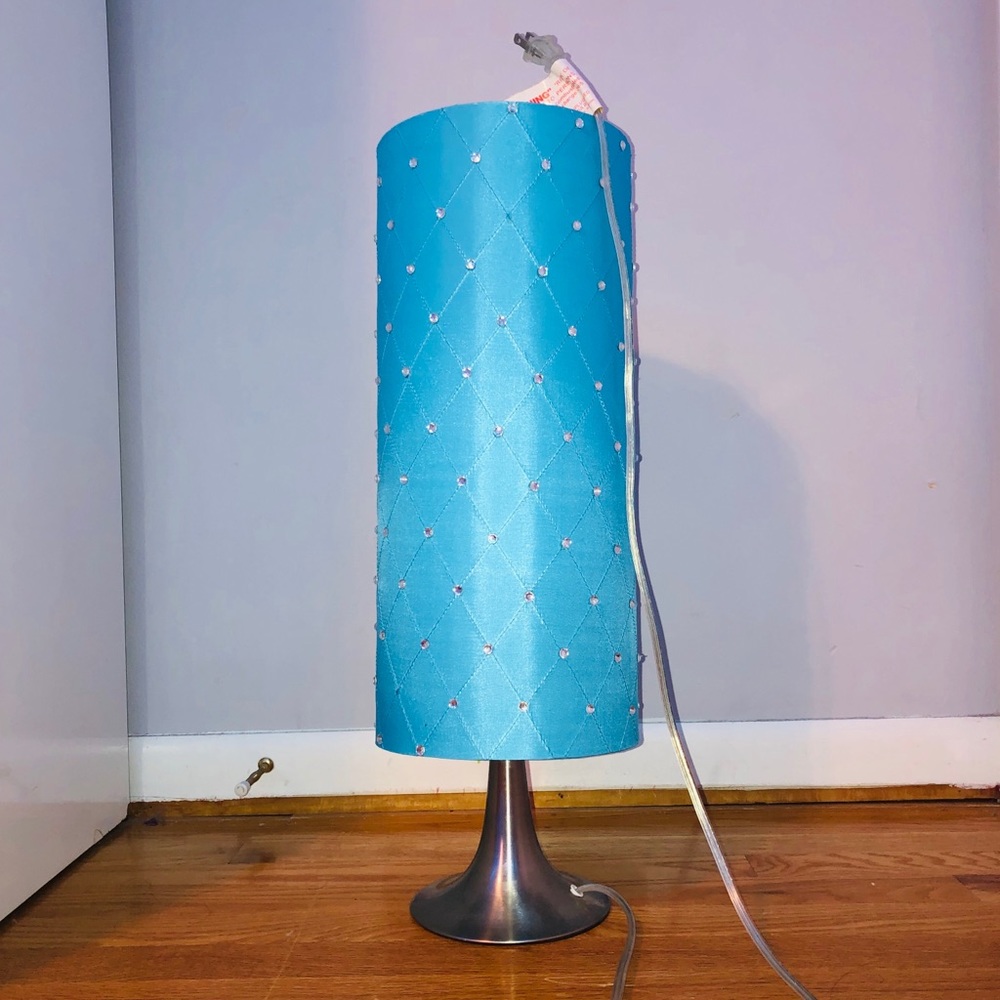 Blue rhinestone plug in lamp